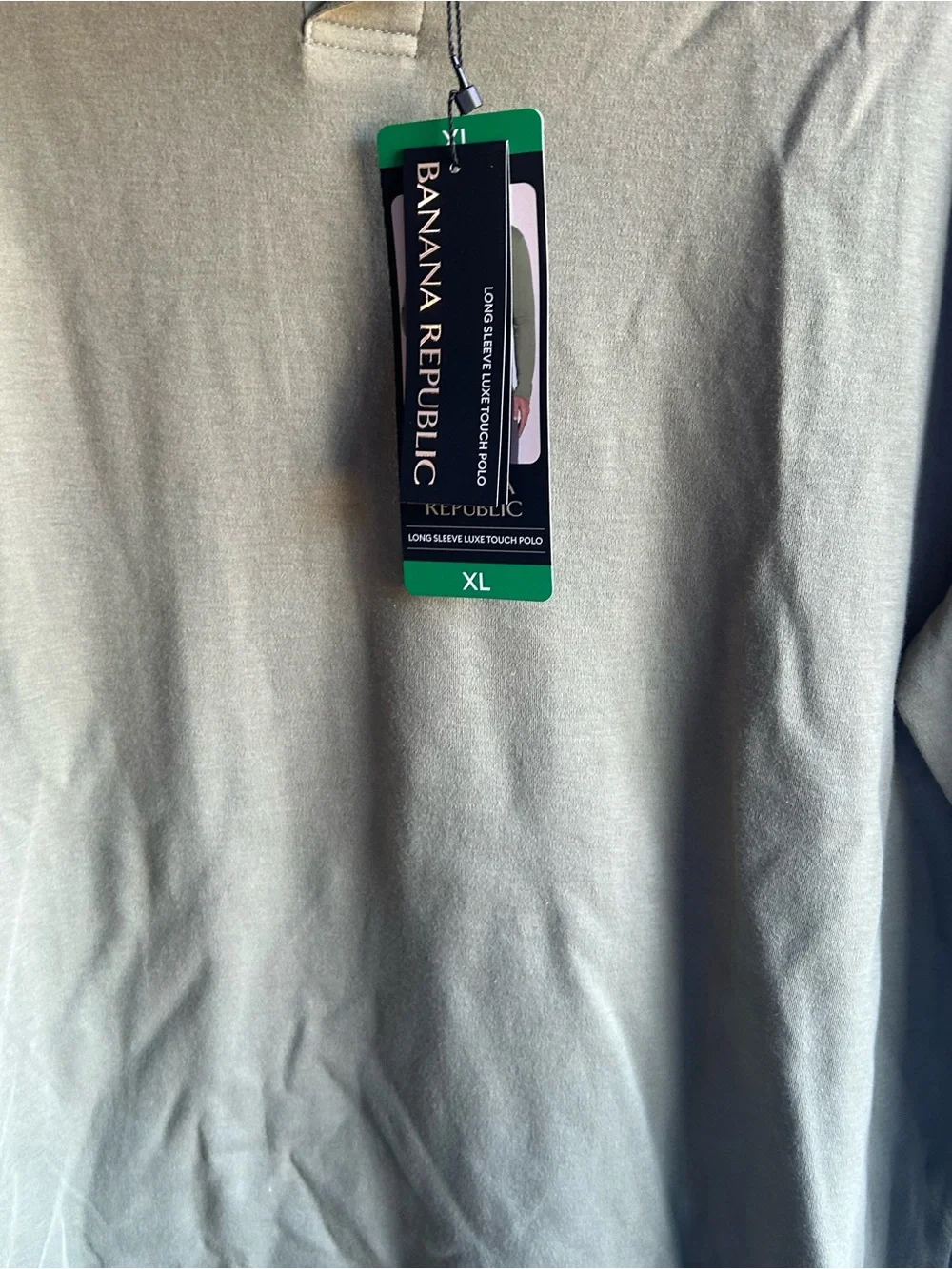 Banana Republic Men's Long Sleeve Luxe Touch Polo Green Size XL. New With Tags.